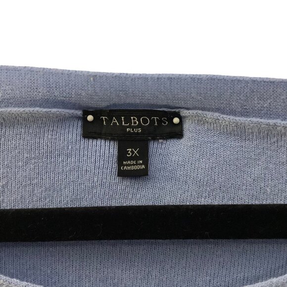 Talbots Plus Sweater Women Size 3X Blue Cotton Blend Pullover Style #KH5348 - Picture 2 of 6